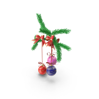 Christmas Balls On Branches PNG & PSD Images
