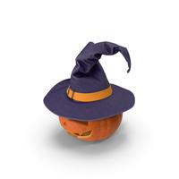 Halloween Pumpkin With Hat Dark PNG & PSD Images