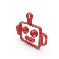 Out Line Robot Machine Icon Glass PNG & PSD Images
