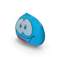 Baby Blue Pillow with Drawn Eyes and Mouth PNG & PSD Images