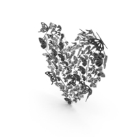 Black Butterflies Heart PNG & PSD Images
