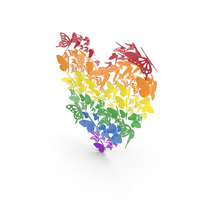 Colorful Butterflies Heart PNG & PSD Images