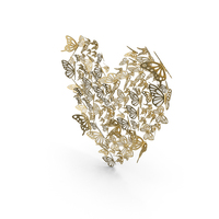 Gold Butterflies Heart PNG & PSD Images