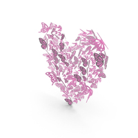 Pink Butterflies Heart PNG & PSD Images