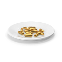 Gold Pills In A Plate PNG & PSD Images