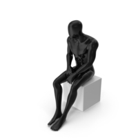 Black Mannequin Sitting On A White Stool PNG & PSD Images