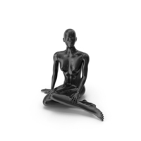Female Black Mannequin Sitting On The Floor PNG & PSD Images