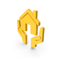 Hand And Home Symbol Yellow PNG & PSD Images