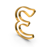 Gold Greek Alphabet Epsilon Outline Icon PNG & PSD Images