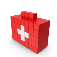Voxel First Aid Kit Red PNG & PSD Images
