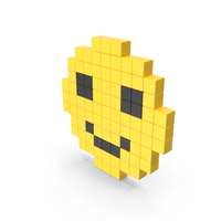 Yellow Voxel Smile Symbol PNG & PSD Images