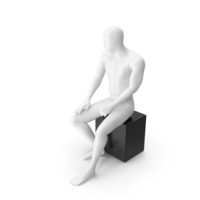 Male Faceless Mannequin Sitting On A White Box PNG & PSD Images