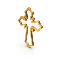 Gold Cross Outline Icon PNG & PSD Images