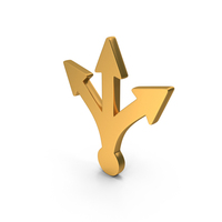 Gold Three Way Directional Icon PNG & PSD Images