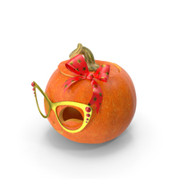 Halloween Pumpkin With Glasses And Bow PNG & PSD Images