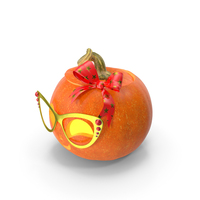 Lit Halloween Pumpkin With Glasses And Bow PNG & PSD Images