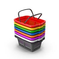 Colorful Plastic Shopping Baskets PNG & PSD Images