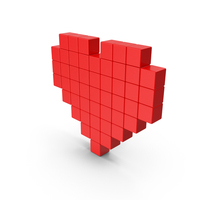Red Voxel Heart PNG & PSD Images