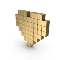 Gold Voxel Heart PNG & PSD Images