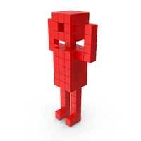 Red Voxel Human Symbol PNG & PSD Images