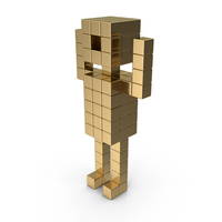 Gold Voxel Human Symbol PNG & PSD Images