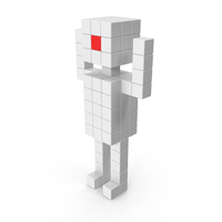 White And Red Voxel Human Symbol PNG & PSD Images