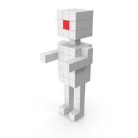 White And Red Voxel Human Symbol PNG & PSD Images