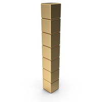 Voxel Digit 1 Gold PNG & PSD Images