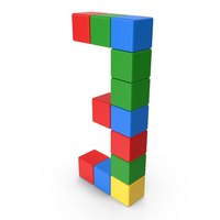 Mixed Colors Voxel Digit 3 PNG & PSD Images