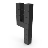 Voxel Digit 4 Black PNG & PSD Images