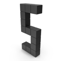 Black Voxel Digit 5 PNG & PSD Images