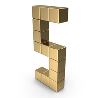 Voxel Digit 5 Gold PNG & PSD Images