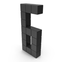 Voxel Digit 6 Black PNG & PSD Images