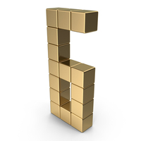Voxel Digit 6 Gold PNG & PSD Images