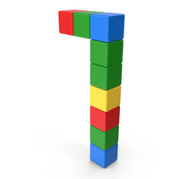 Voxel Digit 7 Mix Colours PNG & PSD Images