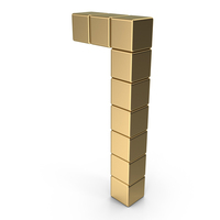 Gold Voxel Digit 7 PNG & PSD Images