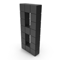 Black Voxel Digit 8 PNG & PSD Images