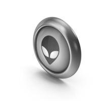 Alien Head Greyscale Icon Button PNG & PSD Images