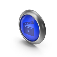 Movie Clapper Open Blue Icon Button PNG & PSD Images