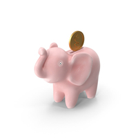 Elephant Bank With Dollar Coin PNG & PSD Images