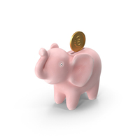 Elephant Bank With Euro Coin PNG & PSD Images