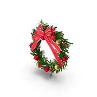 Christmas Cheer Wreath With Red Bow PNG & PSD Images