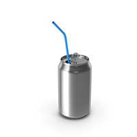 Open Cola Can With Straw PNG & PSD Images