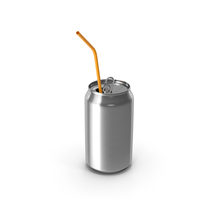 Open Cola Can With Straw PNG & PSD Images