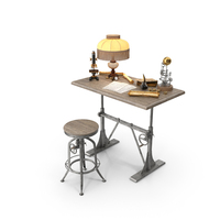 Vintage Table with Old Stuff PNG & PSD Images