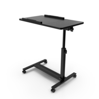 Black Overbed Bedside Table With Rolling Wheels PNG & PSD Images