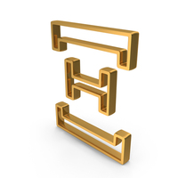 Gold Greek Letter Xi Outline Icon PNG & PSD Images