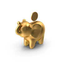 Elephant Bank Coin Gold PNG & PSD Images