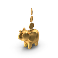 Elephant Bank Coin Gold PNG & PSD Images