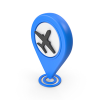 Blue Airport Location Pin Symbol PNG & PSD Images